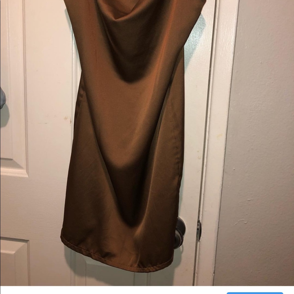 Silky brown short dress